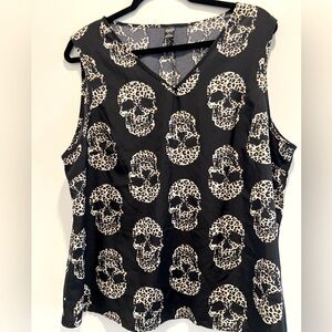 Top blouse 2xl skull print black Beige emery rose